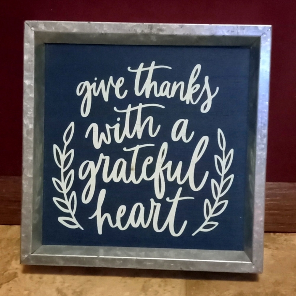 Give Thanks Metal Shadow Box